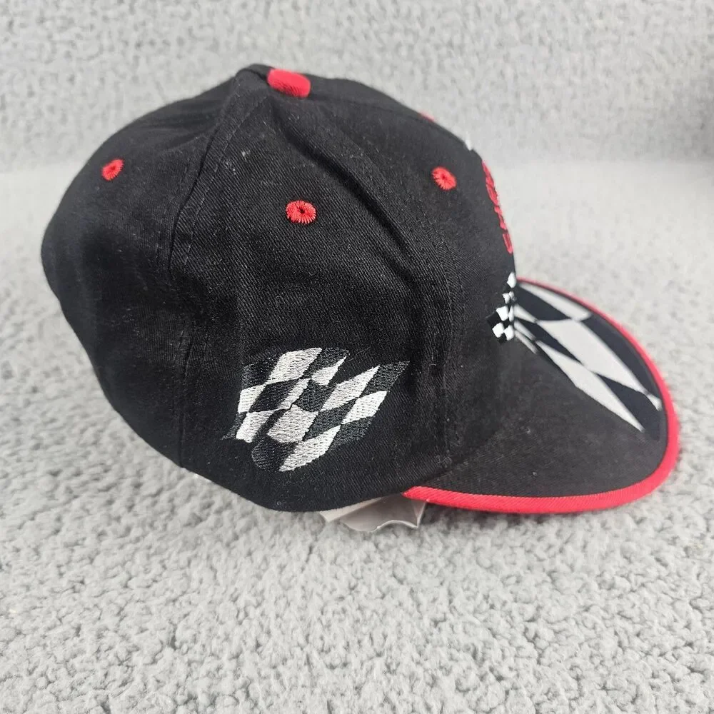 Vintage Chevy Racing Hat Black Checkered Flag USA Made 90s Y2K Chevrolet NASCAR